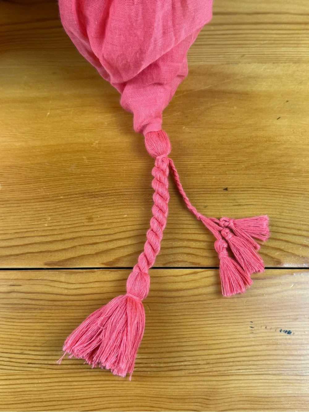 Coral braided scarf wrap braided ends  lightweight summer